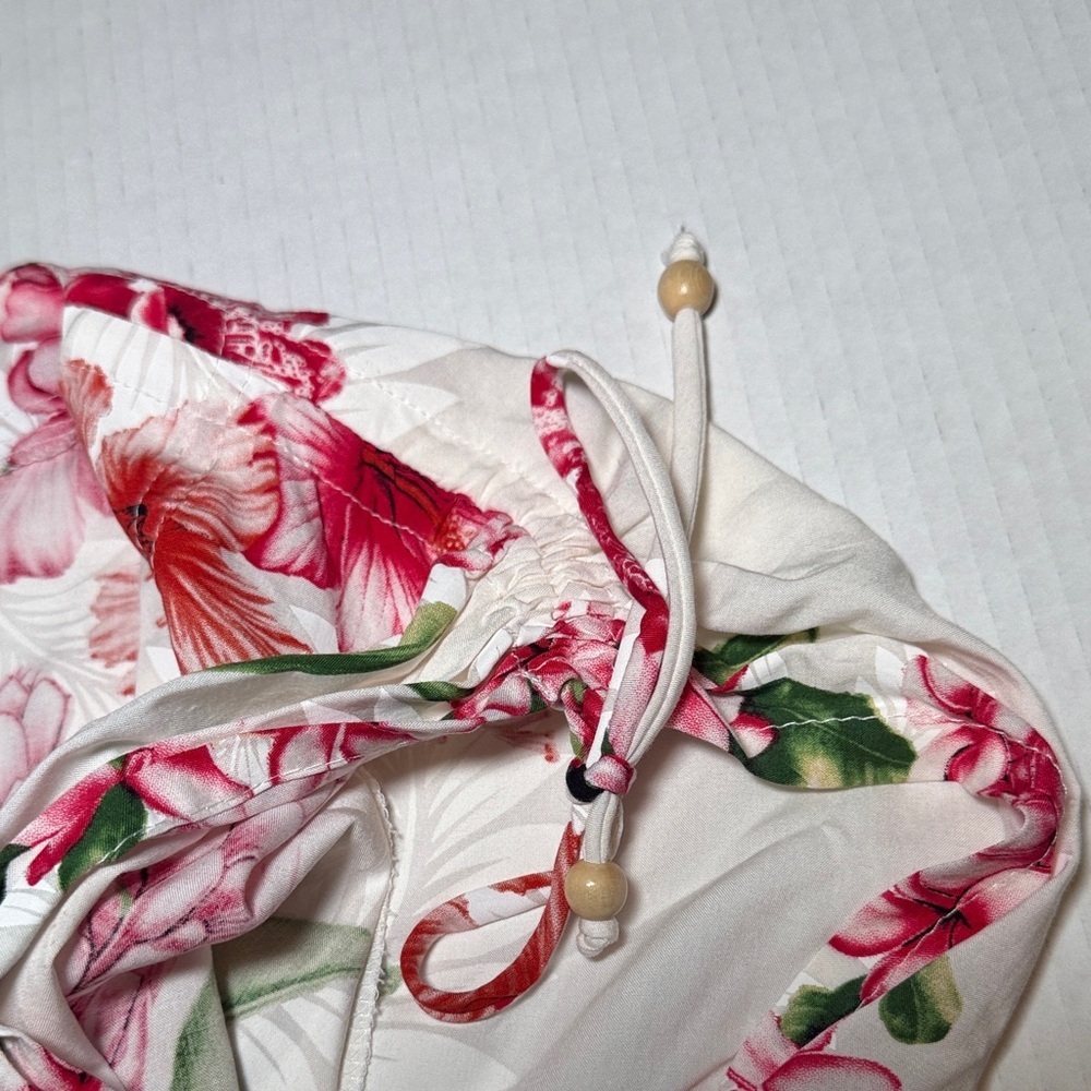 NEW! Favant Women's Hawaiian Floral Plumeria Tie Shoulder Dress Large - Picture 9 of 11